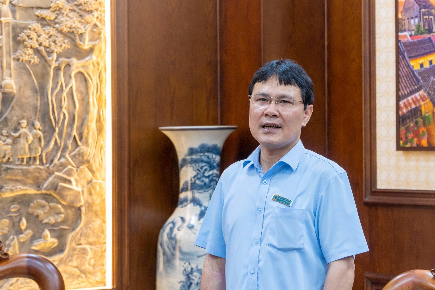 Ông Đào Phùng Nghĩa – Trưởng phòng quản lý thu sổ thẻ BHXH Tỉnh Yên Bái phát biểu.