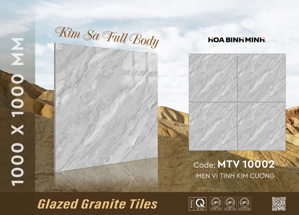 Mẫu gạch tone xám trẻ trung kích thước gạch 1000x1000mm, MTV 10002/ Gạch Granite