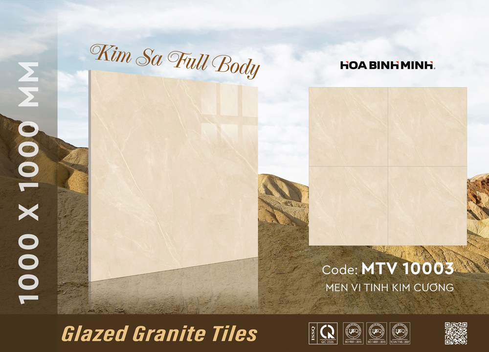 Xương gạch Granite chất lượng cùng mẫu gạch MTV10003 tone vàng kem thời thượng